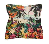 Foulard à motif floral tropical, léger et élégant, en satin, style bohème, idéal pour les cheveux. Bandana, bandeau, mouchoir, foulard en soie à glisser dans un sac ou à porter autour du cou.