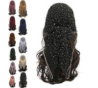 Foulard à paillettes pour femme - Mode strass carré écharpe brillante bandana élégant hijab Wrap couleur unie élégant châle décoratif pour fête, voyage, usage quotidien, Noir , taille unique
