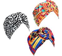 Foulard africain trois pièces pré-noué pour femme avec imprimés style ethnique unique, facile à porter pour différents looks, charme exotique quotidien occasions spéciales