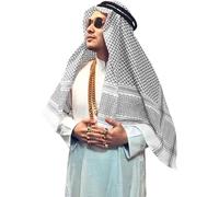 Foulard Arab Shemagh pour homme - Kaffiyeh - Écharpe musulmane - Hijab - Middle East Keffiyeh Arabia Desert Shawl - Casquette islamique arabe, O Noir., taille unique