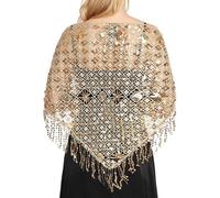 Foulard brodé à paillettes pour femmes, mariage, soirée, événement formel pour femme, écharpe à paillettes volée à paillettes, or, taille unique
