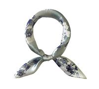 Foulard carré 100 % soie de mûrier, léger, 53 x 53 cm, Argenté, Small
