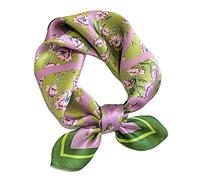Foulard carré 100 % soie de mûrier véritable pour femme - 53,3 cm - Léger - Imprimé - Emballage cadeau, Beauté dansante, Small