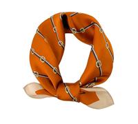 Foulard carré 100% soie de mûrier véritable pour femme - 53,3 cm - Léger - Imprimé - Emballage cadeau, Orange Vogue, Small