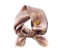 Foulard carré 100% soie de mûrier véritable pour femme - 53,3 cm - Léger - Imprimé - Emballage cadeau, Romance violette, Small