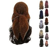 Foulard carré à paillettes pour femme - 80 cm - Avec strass scintillants - Bandana en maille tendance pour l'été - Marron - 80 x 80 cm