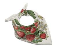 Foulard carré brodé fraise de 63,5 cm - Écharpe légère en soie pour femme - Foulard en satin doux - Grand foulard tendance - Bandanas en soie - Écharpe en satin pour sac, écharpes à cheveux - Cadeau