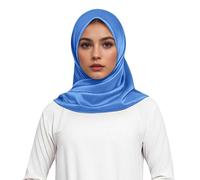 Foulard carré élégant en satin doux pour la tête, style musulman, idéal comme bandeau ou cache-cou. (Blue, One Size)