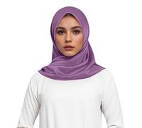 Foulard carré élégant en satin doux pour la tête, style musulman, idéal comme bandeau ou cache-cou. (Light Purple, One Size)