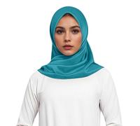 Foulard carré élégant en satin doux pour la tête, style musulman, idéal comme bandeau ou cache-cou. (Sky Blue, One Size)