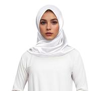 Foulard carré élégant en satin doux pour la tête, style musulman, idéal comme bandeau ou cache-cou. (White, One Size)