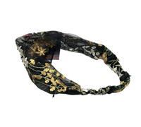 Foulard Cheveux Femme Bandeau à larges bords en dentelle brodée rétro for le visage, accessoires for cheveux, coiffe, turban(Gold)