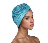 Foulard chimio pour femme - Turban élégant à paillettes - Bonnet de sommeil pré-noué - Tressé - Bonnet de chimiothérapie - Bonnet pour femme, O bleu ciel, taille unique
