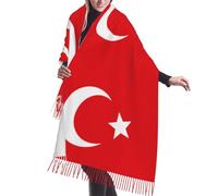 Foulard classique doux à franges pour femme., Drapeau de la Turquie, taille unique