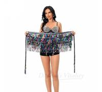 Foulard Danse Orientale avec PièCes, Ceinture de vêtements d'entraînement de danse du ventre for femmes, accessoires de danse du ventre, écharpe de hanche DJ discothèque, chaîne de taille(As the photo