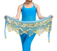 Foulard Danse Orientale avec PièCes, Chaîne de Taille for Danse du Ventre, Nouveau Style, écharpe de Hanche, pièces de Monnaie, Ceinture de Danse, Accessoires de Danseuse(Sky Blue)