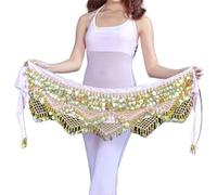 Foulard Danse Orientale avec PièCes, Chaîne de Taille for Danse du Ventre, Nouveau Style, écharpe de Hanche, pièces de Monnaie, Ceinture de Danse, Accessoires de Danseuse(Pink)