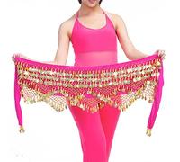 Foulard Danse Orientale avec PièCes, Chaîne de Taille for Danse du Ventre, Nouveau Style, écharpe de Hanche, pièces de Monnaie, Ceinture de Danse, Accessoires de Danseuse(Rose)