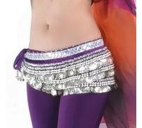 Foulard Danse Orientale avec PièCes, Écharpe de hanche en forme de vague for femmes, jupe portefeuille avec pièces d'argent, danse du ventre lourde, chaîne de taille, Costume spectacle sur scène(Color