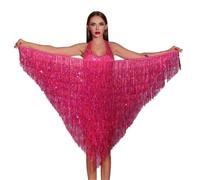 Foulard Danse Orientale Écharpe de hanche danse du ventre à paillettes | Enveloppement triangulaire à paillettes extensibles, accessoire de costume de scène et de châle(Rose red)