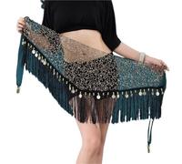 Foulard Danse Orientale Écharpe de hanche danse du ventre multicouche | Conception de glands en maille et en perles, for la pratique de la danse et les spectacles de groupe(Black)