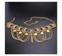 Foulard Danseuse Orientale Écharpe de danse du ventre pièces ceinture 2 couleurs bijoux de danse du ventre femme danse porter accessoires chaîne du ventre Style Vintage ceinture de danse 236(Golden)