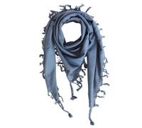 Freak Scene Foulard de coton fine et tissée dense - grisbleu - 100 x 100 cm - à franges - toile carrée - keffieh en coton