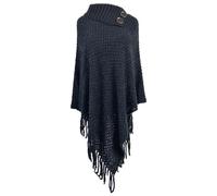 Foulard de fan bleu/hiver uni tricoté avec pompon chaud ceinture col semi-ouvert foulard tube femme, Noir , taille unique