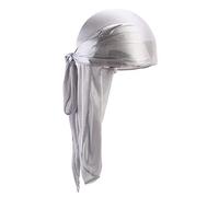 Foulard de Pirate pour Homme et Femme - Bandanas à Bretelles Longues et Larges - Bonnet Wave Durags - Bandanas pour Queue de Hip-Hop en Satin - Gris, Taille Unique