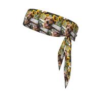Foulard de Sport Double Face avec Motif Chien et Tournesol, Doux et Respirant, idéal pour Le Yoga, la Course à Pied et Le Fitness.