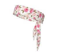 Foulard de sport double face multifonction avec impression de fleurs de rose - Bandeau de sport extensible décontracté et léger