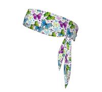 Foulard de sport double face multifonction avec imprimé papillon coloré pour le printemps, extensible, décontracté, léger