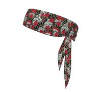 Foulard de sport double face multifonction avec imprimé tête de mort et rose rouge
