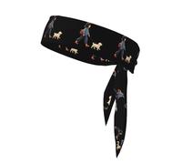 Foulard de sport double face WHJSSF petite fille promenant le chien doux et respirant adapté pour le yoga, la course à pied et le fitness
