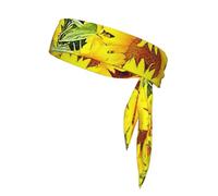 Foulard de sport multifonction double face avec impression tournesols - Bandeau extensible décontracté et léger