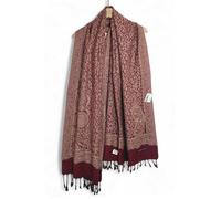 Foulard duppatta etole chale pashmina artisanal indienne rouge et dore