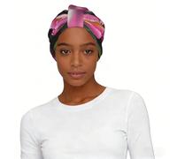 Foulard élastique imprimé rose et tulipes pour femme - Léger et respirant - Accessoire pour cheveux
