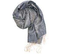 Foulard en 100% soie Pashmina de l'Inde pour femmes et hommes, motif cachemire, 160 x 35 cm - écharpe en soie pure, Gris 2