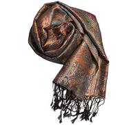 Foulard en 100% soie Pashmina de l'Inde pour femmes et hommes, motif cachemire, 160 x 35 cm - écharpe en soie pure, Bleu 2