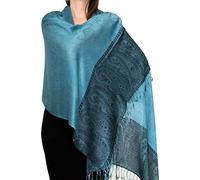 Foulard en cachemire tissé à la main Ruwado de couleur vert océan clair pour dames classiques avec tenues et goût classiques - 75cm x 200cm