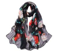 Foulard en mousseline de soie pour femme Foulards Châle Foulard doux Écharpe Turquoise, a-noir, taille unique