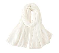 Foulard en mousseline Léopard Couleur unie Lin et Brodé Mode Longue et fine Femme Écharpe en Coton Écharpe et Bonnet Ensemble Garçon, Blanc., taille unique
