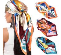 Foulard en Soie - Non spécifié - Lot de 3 - 90x90 cm - Polyvalent - Motifs Classiques