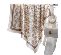 Foulard en soie petit 1 foulard carré en sergé de soie de 90 cm de large, imprimé couleur unie, protection solaire, châle(Khaki)