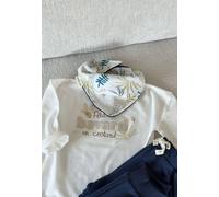 Foulard enfant en velours gribouille bleu TU