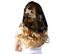 Foulard ethnique en dentelle florale pour femme - Écharpe de mariage - Bandanas de fête - Bandeau à cheveux simple couche