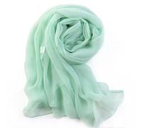 Foulard fin et long en mousseline de soie douce pour femme, vert menthe, taille unique
