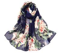 Foulard gris femmes imprimé floral long doux écharpe enveloppante simulation écharpe en soie écharpes écharpe hommes rouge cachemire, Marine, taille unique