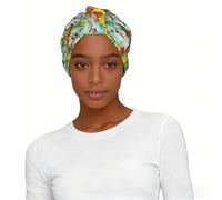 Foulard imprimé colibris fleurs rouges hibiscus pour femme - Turban doux et extensible - Léger - Facile à installer - Cadeau durable