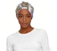 Foulard imprimé du tableau périodique des éléments pour femme - Turban doux et extensible - Léger - Facile à installer - Cadeau durable
